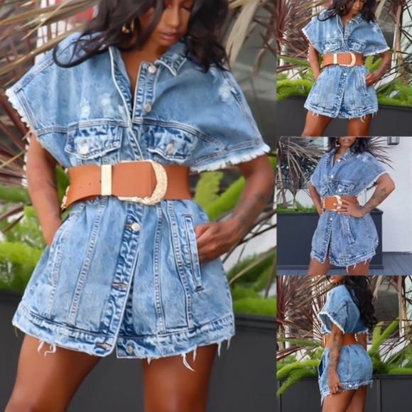 ⚜️Women's Fashion Street Ripped Mid-length Distressed Solid Loose Denim Jacket⚜️ - Picture 4 of 4